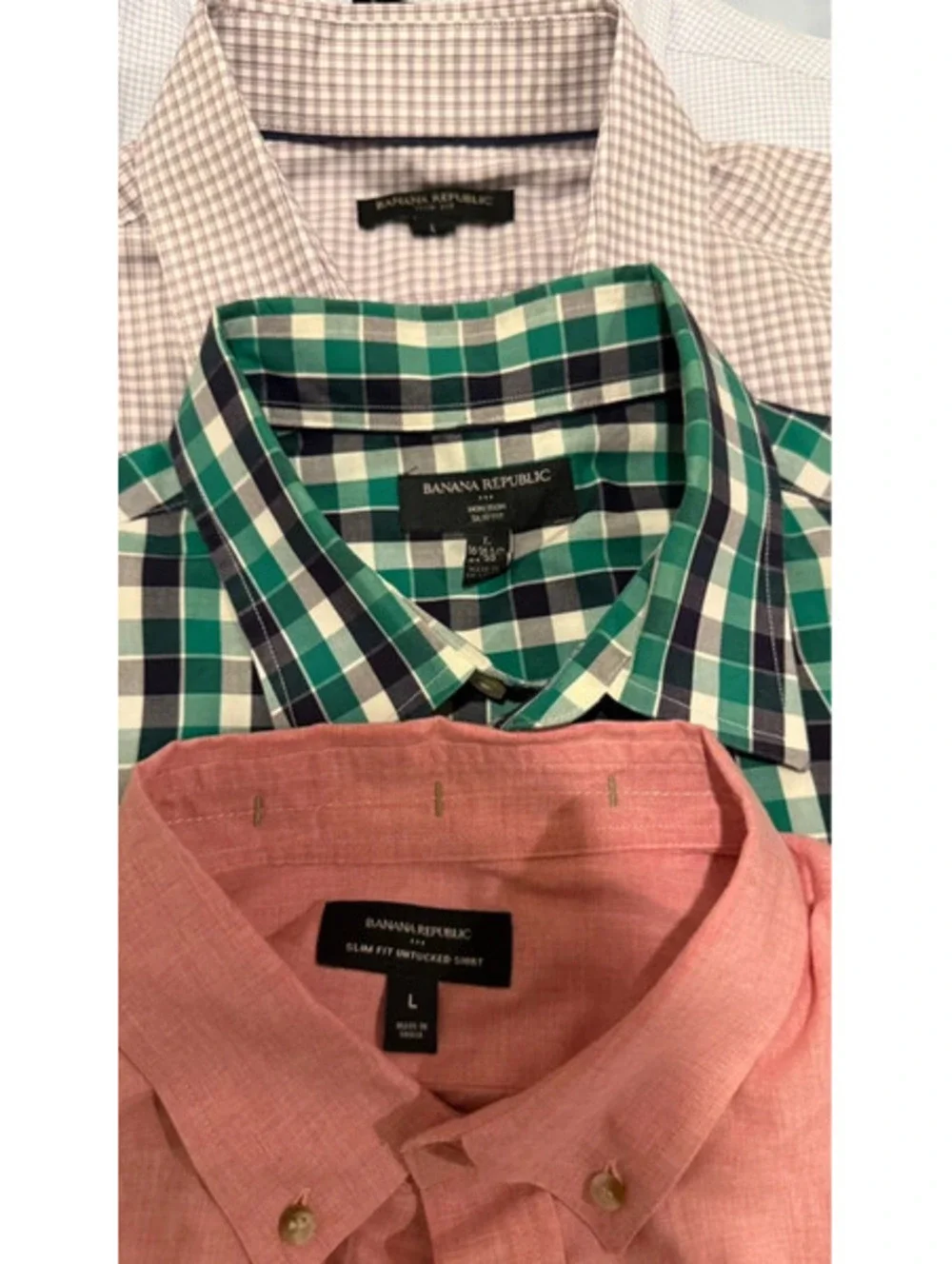 Banana Republic Shirt Lot 6 L Slim Cotton Non-Iron